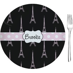 Black Eiffel Tower 8" Glass Appetizer / Dessert Plates - Single or Set (Personalized)