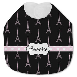 Black Eiffel Tower Jersey Knit Baby Bib w/ Name or Text