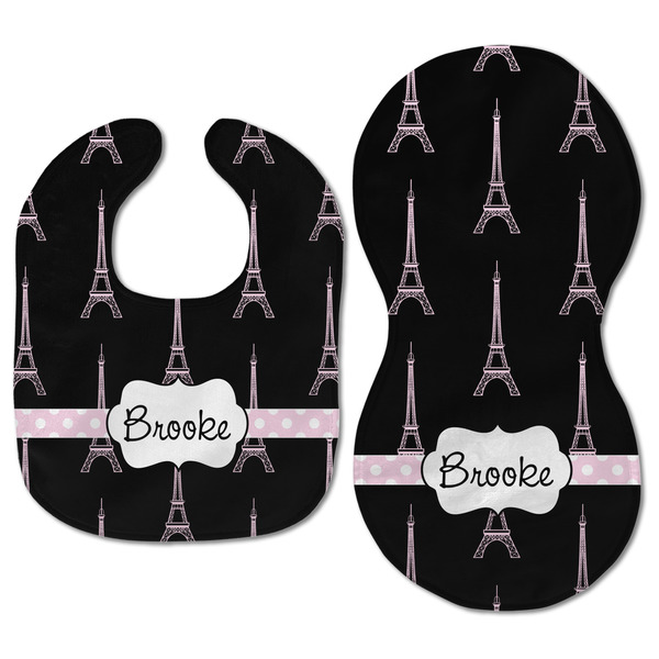 Black Eiffel Tower Baby Bib & Burp Set - Approval (new bib & burp)