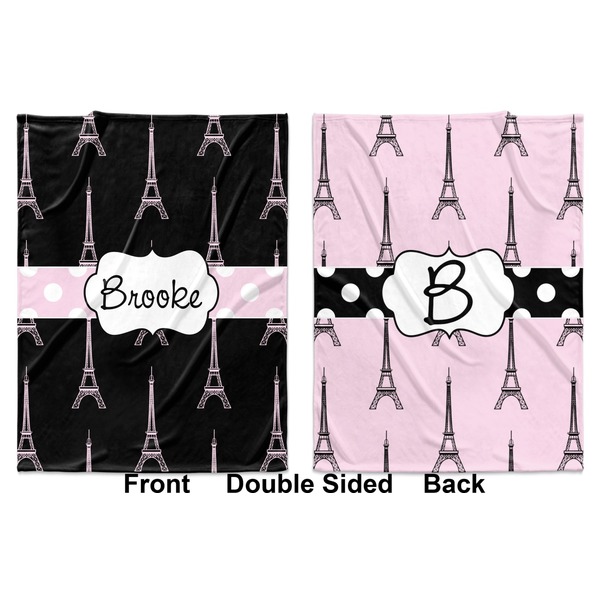 Black Eiffel Tower Baby Blanket (Double Sided - Printed Front and Back)