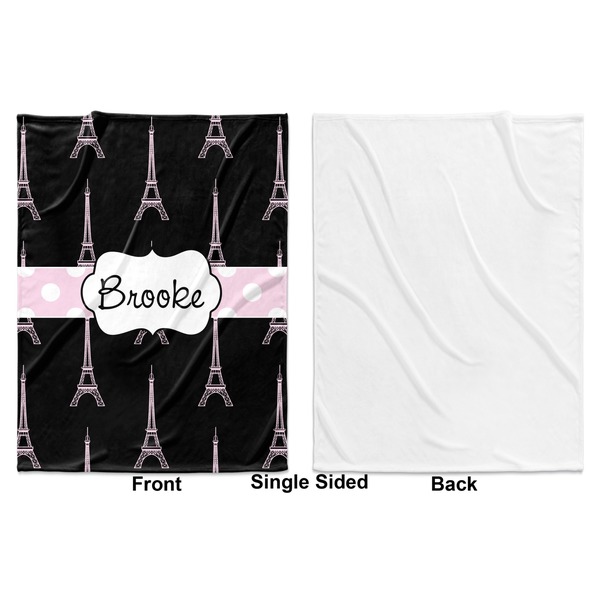 Black Eiffel Tower Baby Blanket (Single Side - Printed Front, White Back)