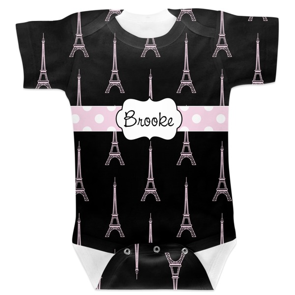 Custom Black Eiffel Tower Baby Bodysuit (Personalized)