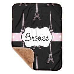 Black Eiffel Tower Sherpa Baby Blanket - 30" x 40" w/ Name or Text