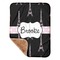 Black Eiffel Tower Baby Sherpa Blanket - Corner Showing Soft