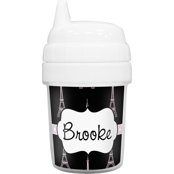Custom Black Eiffel Tower Baby Sippy Cup (Personalized)
