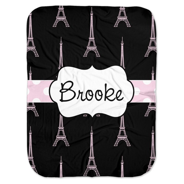Custom Black Eiffel Tower Baby Swaddling Blanket (Personalized)
