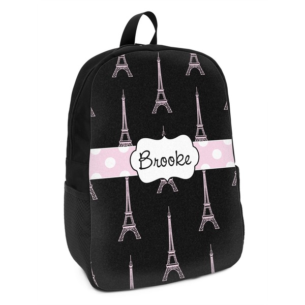 Custom Black Eiffel Tower Kids Backpack (Personalized)