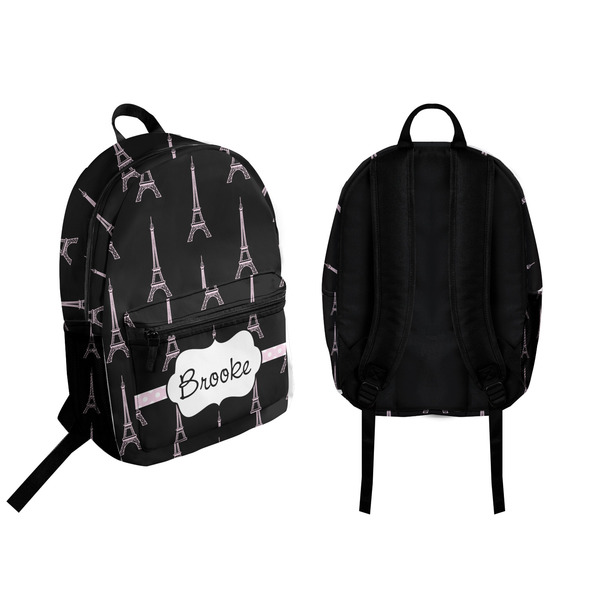 Black Eiffel Tower Backpack front and back - Apvl