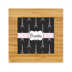Black Eiffel Tower Bamboo Trivet with Ceramic Tile Insert (Personalized)