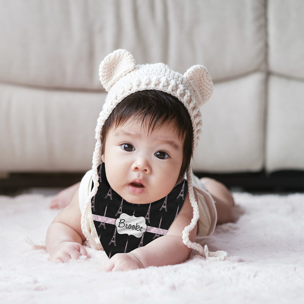 Black Eiffel Tower Bandana Bib - (Lifestyle 2 girl)