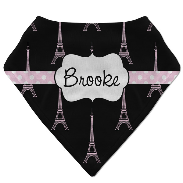 Custom Black Eiffel Tower Bandana Bib (Personalized)