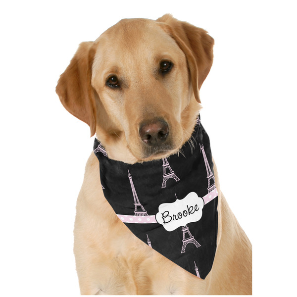 Custom Black Eiffel Tower Dog Bandana Scarf w/ Name or Text