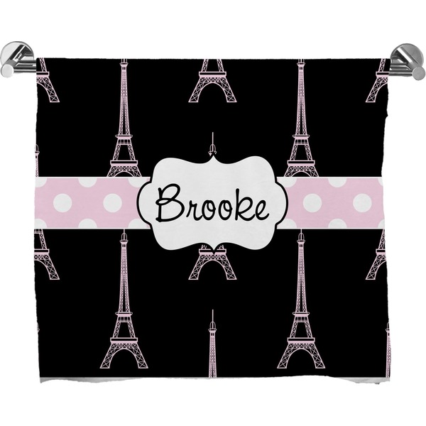 Custom Black Eiffel Tower Bath Towel (Personalized)