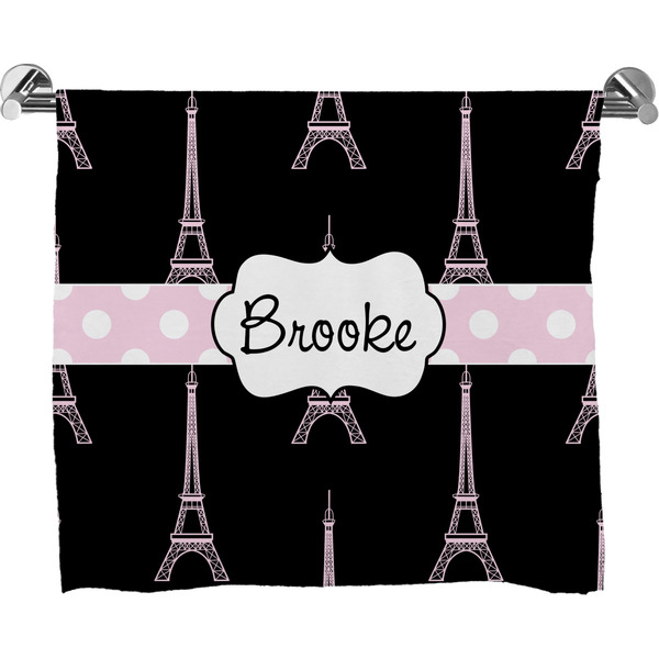 Custom Black Eiffel Tower Bath Towel (Personalized)