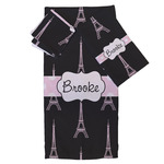 Black Eiffel Tower Bath Towel Set - 3 Pcs (Personalized)