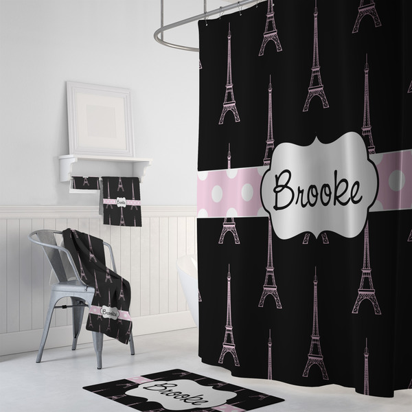 Black Eiffel Tower Bath Towel Sets - 3-piece - In Context