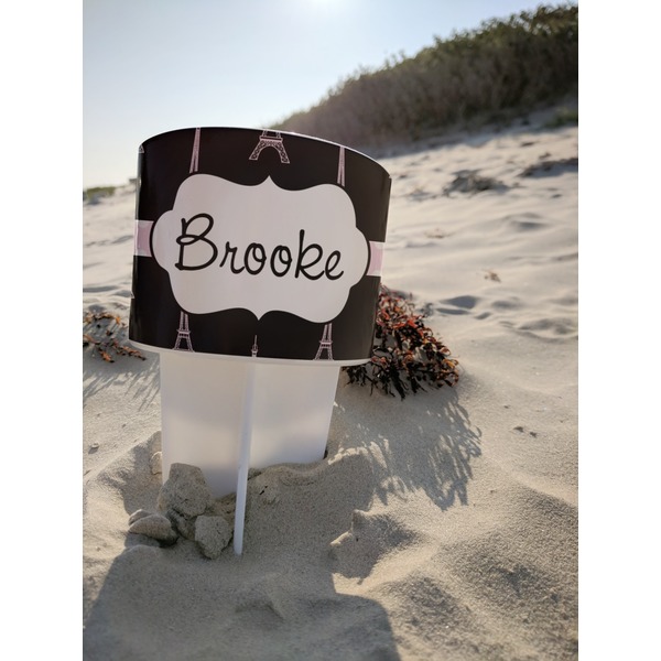 Black Eiffel Tower Beach Spiker white on beach with sand