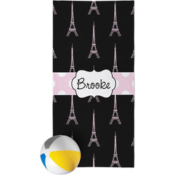 Black Eiffel Tower Beach Towel (Personalized)