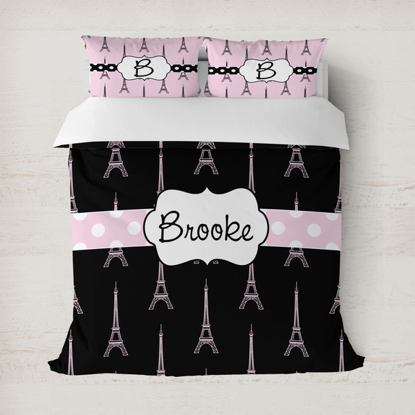 Custom Black Eiffel Tower Duvet Cover (Personalized)