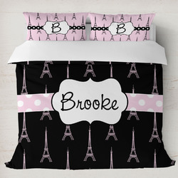 Black Eiffel Tower Duvet Cover Set - King (Personalized)