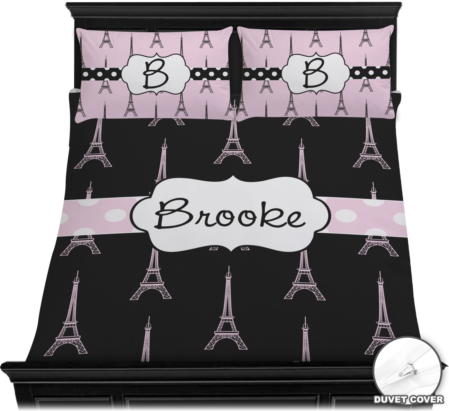 Black Eiffel Tower Duvet Covers Personalized Youcustomizeit