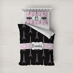 Black Eiffel Tower Duvet Cover Set - Twin (Personalized)