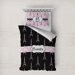 Black Eiffel Tower Duvet Cover Set - Twin XL (Personalized)
