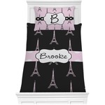 Black Eiffel Tower Comforter Set - Twin XL (Personalized)