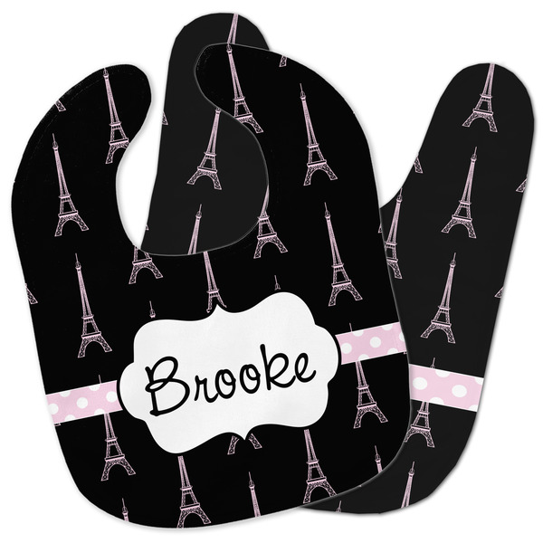 Custom Black Eiffel Tower Baby Bib w/ Name or Text