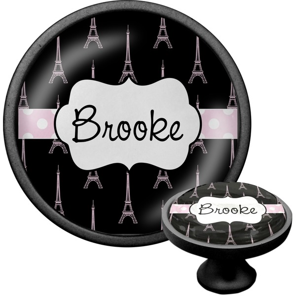 Custom Black Eiffel Tower Cabinet Knob (Black) (Personalized)