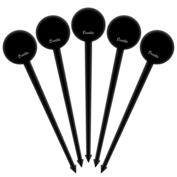 Black Eiffel Tower Black Plastic 4" Food Pick - Round - Fan View