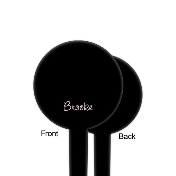 Black Eiffel Tower Black Plastic 4" Food Pick - Round - Single Sided - Front & Back