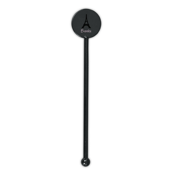 Black Eiffel Tower Black Plastic 5.5" Stir Stick - Round - Single Stick