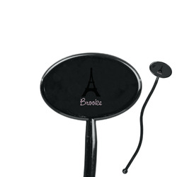 Black Eiffel Tower 7" Oval Plastic Stir Sticks - Black - Single Sided (Personalized)