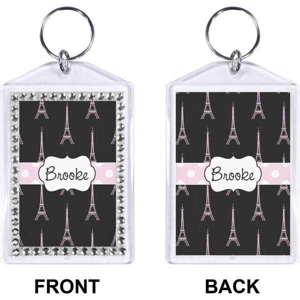 Black Eiffel Tower Bling Keychain (Front + Back)