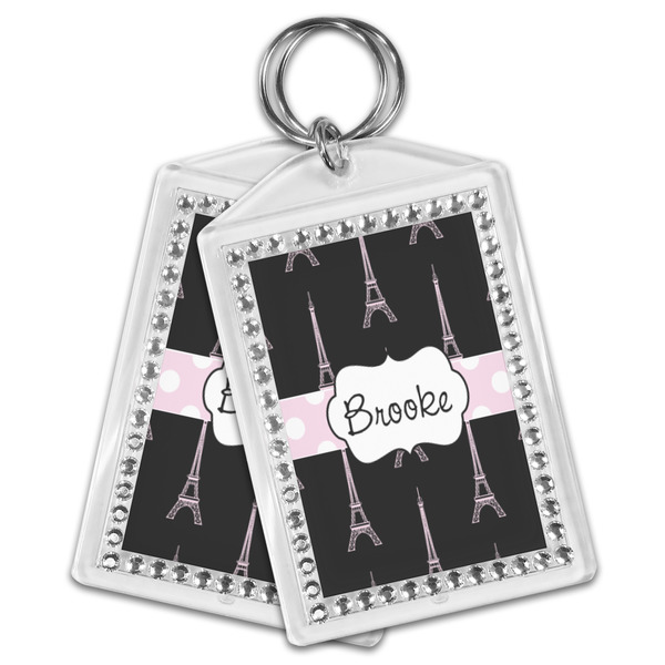 Black Eiffel Tower Bling Keychain - MAIN