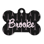 Black Eiffel Tower Bone Shaped Dog ID Tag - Large (Personalized)