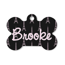 Black Eiffel Tower Bone Shaped Dog ID Tag - Small (Personalized)
