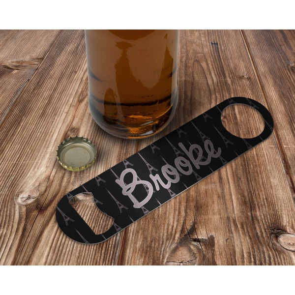 Black Eiffel Tower Bottle Opener - In Use