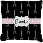 Black Eiffel Tower Faux-Linen Throw Pillow 16" (Personalized)