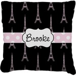 Black Eiffel Tower Faux-Linen Throw Pillow 18" (Personalized)