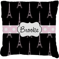 Black Eiffel Tower Faux-Linen Throw Pillow 18" (Personalized)