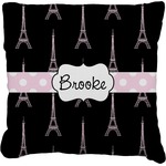 Black Eiffel Tower Faux-Linen Throw Pillow 20" (Personalized)