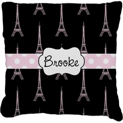 Black Eiffel Tower Faux-Linen Throw Pillow 20" (Personalized)