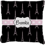 Black Eiffel Tower Faux-Linen Throw Pillow 26" (Personalized)