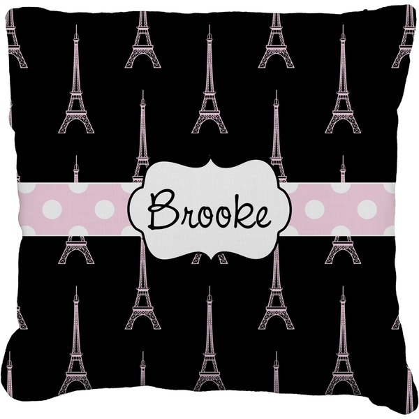 Custom Black Eiffel Tower Faux-Linen Throw Pillow 26" (Personalized)