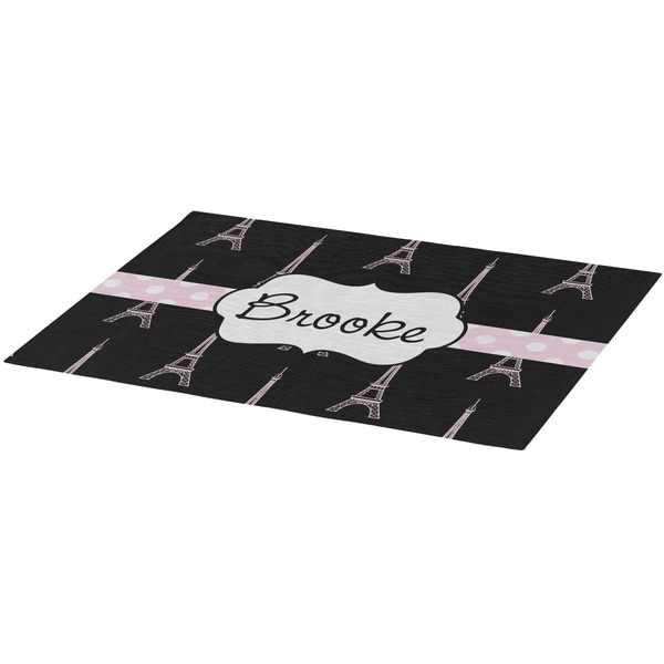 Black Eiffel Tower Burlap Placemat (Angle View)