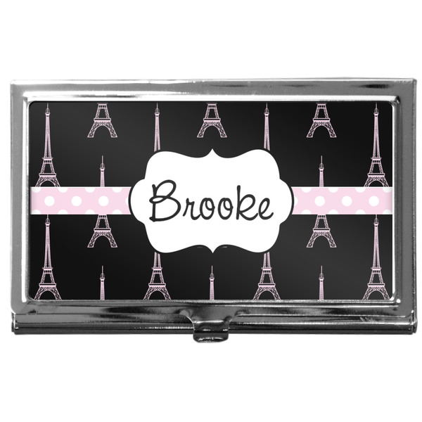 Custom Black Eiffel Tower Business Card Case