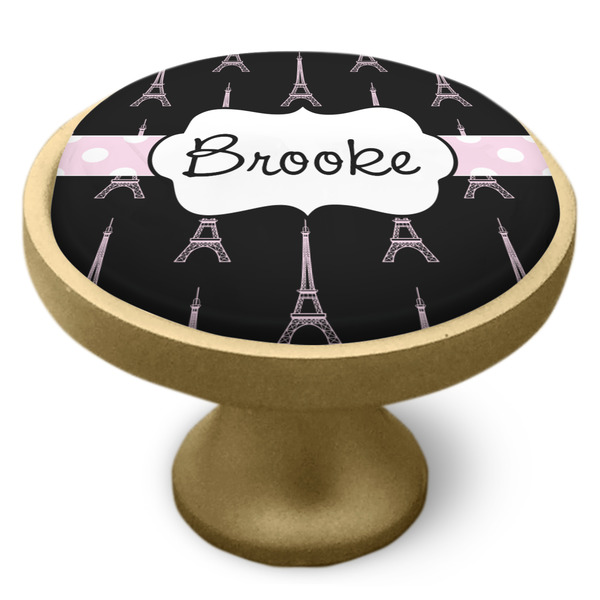 Black Eiffel Tower Cabinet Knob - Gold - Side