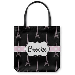 Black Eiffel Tower Canvas Tote Bag (Personalized)